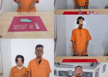 Polsek Kampar Tangkap Enam Pelaku Narkoba Jenis Sabu, Pil Ekstasi dan Cairan PAVE di 5 TKP